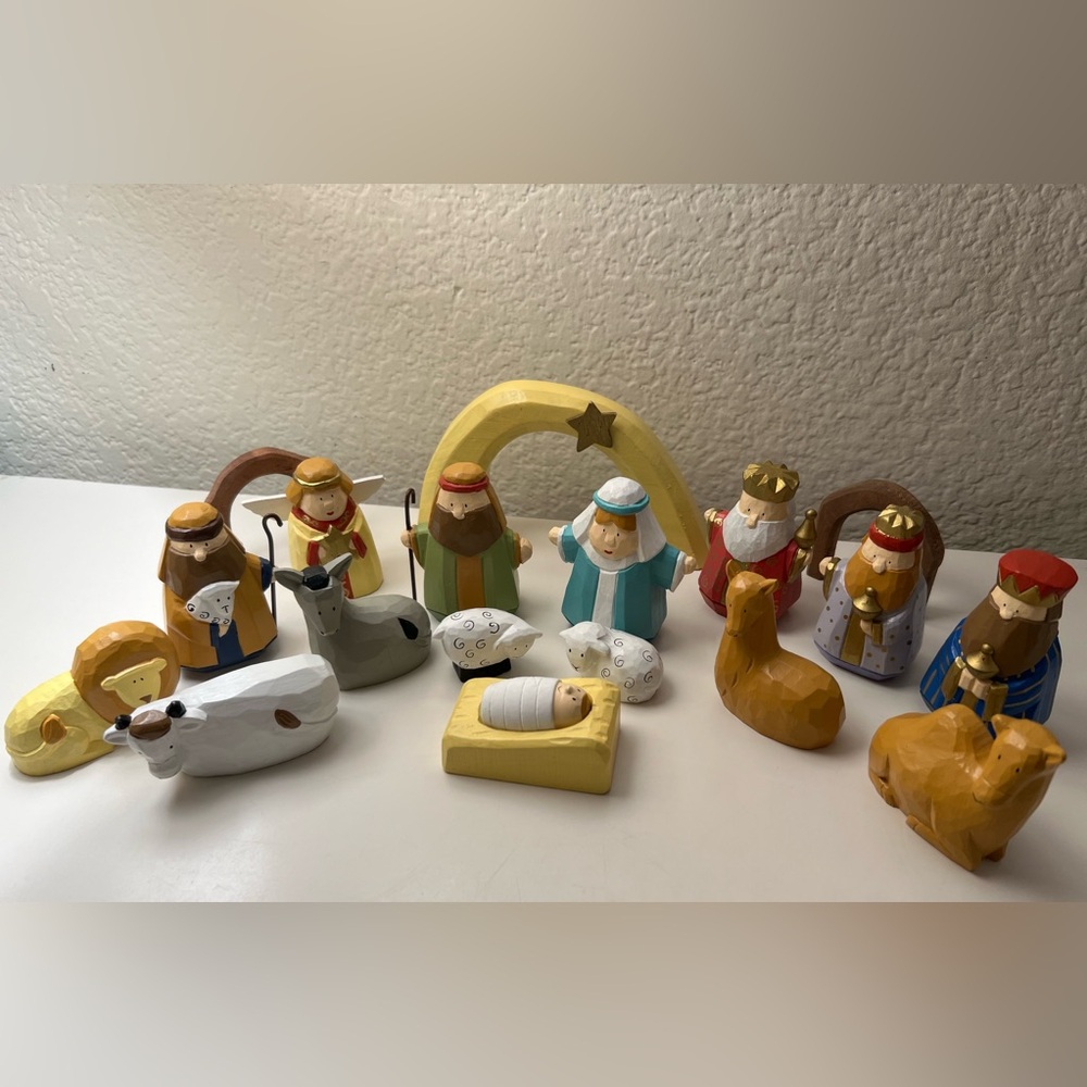 Colorful Nativity Scene Figurines